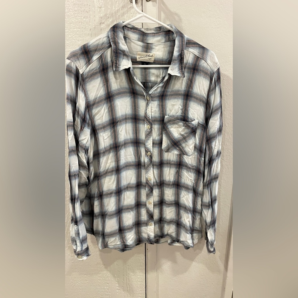 Universal threads plaid button down